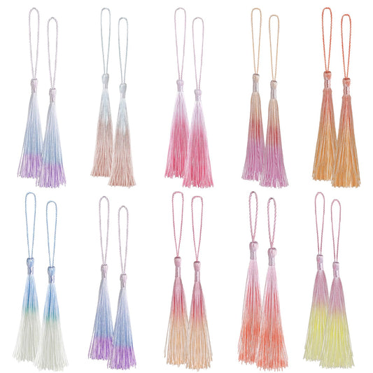 Bewudy 20 Pcs Mini Tassels Bookmark, Colorful Tassels for Handmade Crafts Silk Tassels, 13cm/5in Silky Handmade Soft Tassels for Jewelry Making DIY Projects Bookmarks(Color B)