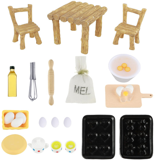 Giantree Miniature Gnome Accessories, 23 Pcs Mini Dollhouse Kitchen Baking Set Accessories Dollhouse Furniture Mini Dollhouse Accessories Miniature Table Kitchen Furniture Eggs Rolling Pin