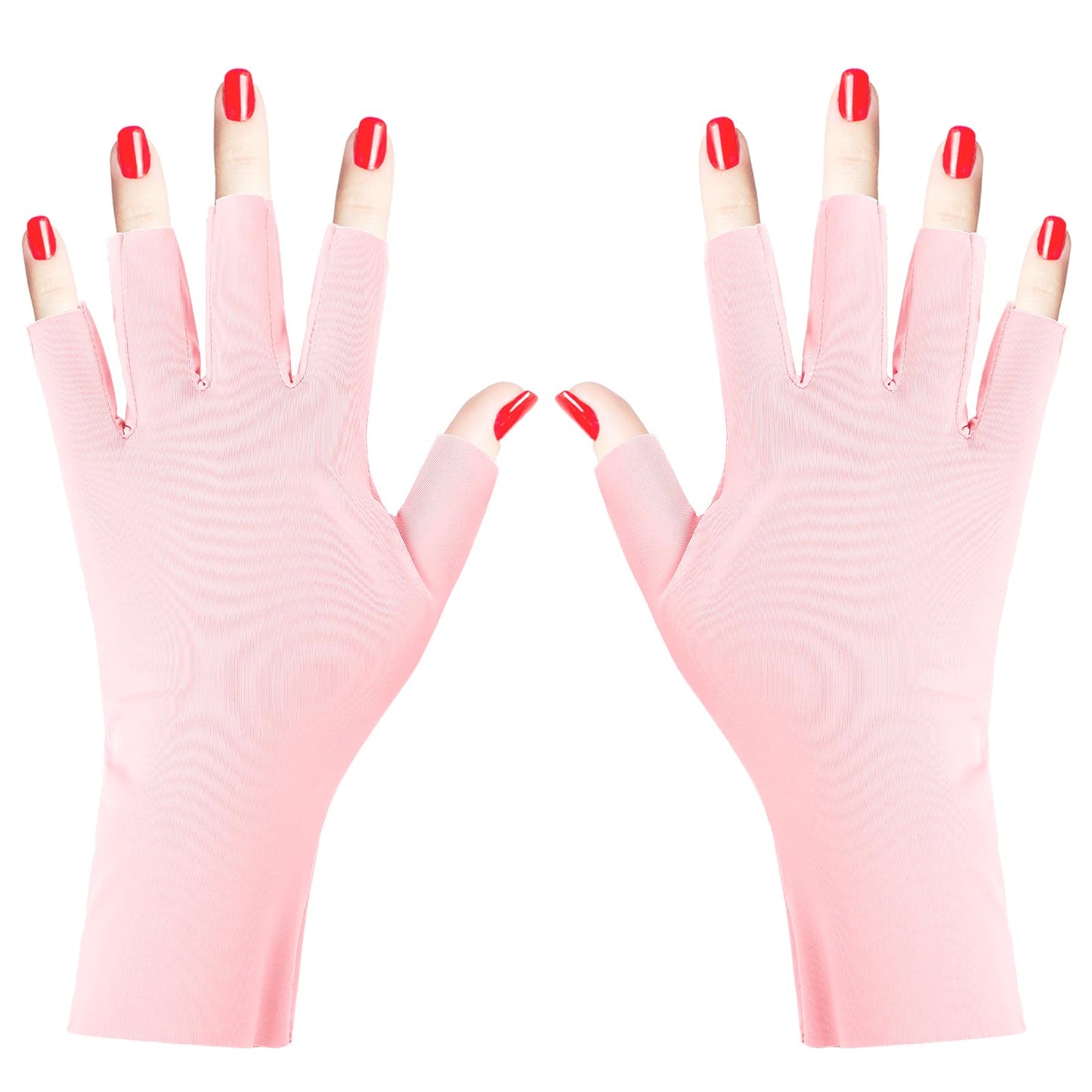 TIESOME Anti-UV Gloves for Gel Nail Lamp, Professional Protection Gloves for Manicures UV Sun Protection Gloves Protect Hands from UV for Light(Pink)