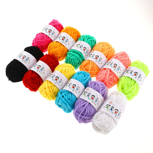 TIESOME 12 PCS Multicolor Crochet Yarn Mini Yarn, 50m/Roll Cotton Yarn for Crocheting Skeins Crochet Kit Soft Yarn Set for Crochet Knitting Handicraft Knitting Yarn Scarves Gift for Beginners Adults