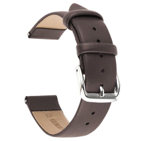 Amaxiu Vintage Leather Watch Band, Soft Calfskin Watch Strap Quick Release Universal Replacement Watchbands with Stainless Steel Silver Buckle 18mm 20mm 22mm for Men Women(18mm, Dark Brown)