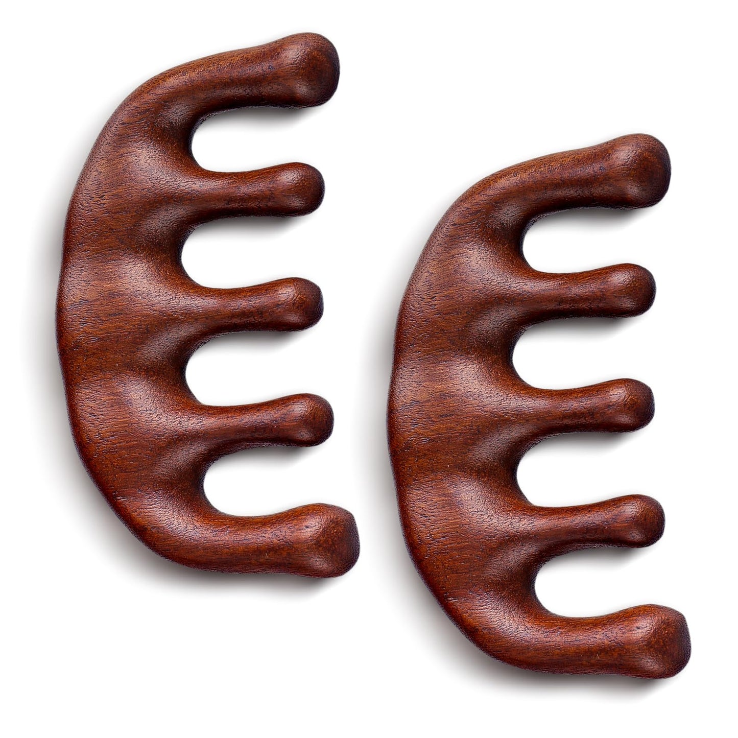 Amabro 2PCS Wooden Scalp Massager Comb Wide Tooth Hair Comb -Sandalwood Head Care Wooden Brush Gua Sha Comb for Women Men Acupoint Massage Tool