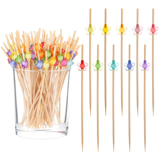 AOZUO 100PCS Cocktail Picks, Disco Ball Toothpicks Fancy Toothpicks for Appetizers Wooden Long Cocktail Garnish Cocktail Skewers for Disco Theme Party Birthday Wedding Decorative Supplies
