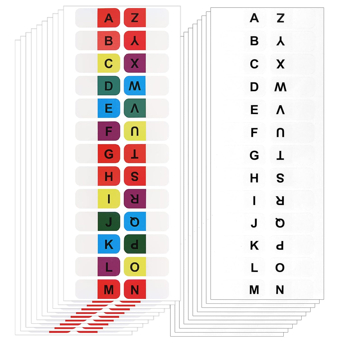 AOZUO 520PCS A-Z Alphabet Tabs, Colorful White Letter Tabs Indexes Self-Adhesive Alphabetical Page Tabs Small Sticky Tabs Label Stickers for Office Notebook Textbook Dictionary File