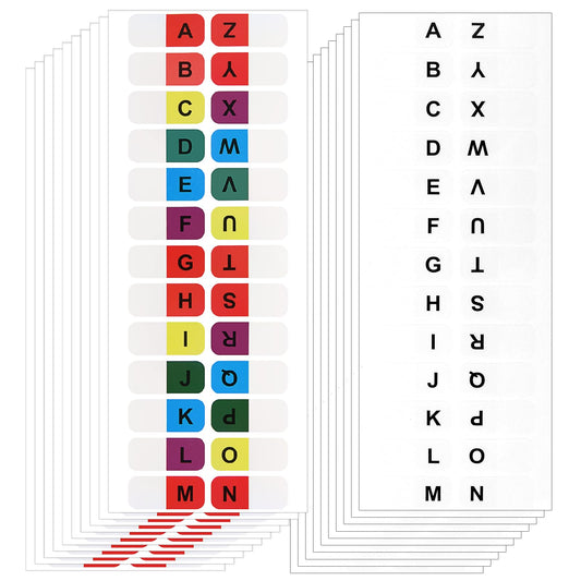 AOZUO 520PCS A-Z Alphabet Tabs, Colorful White Letter Tabs Indexes Self-Adhesive Alphabetical Page Tabs Small Sticky Tabs Label Stickers for Office Notebook Textbook Dictionary File