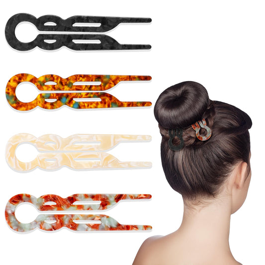 LXUEJIE 4 PCS French Hair Pin for Women, 4 Colors Hair Pins for Majority Hair U-Shaped French Pin Flat Hair Clips Small French Hair Styling Pins Suitable for All Hair Types