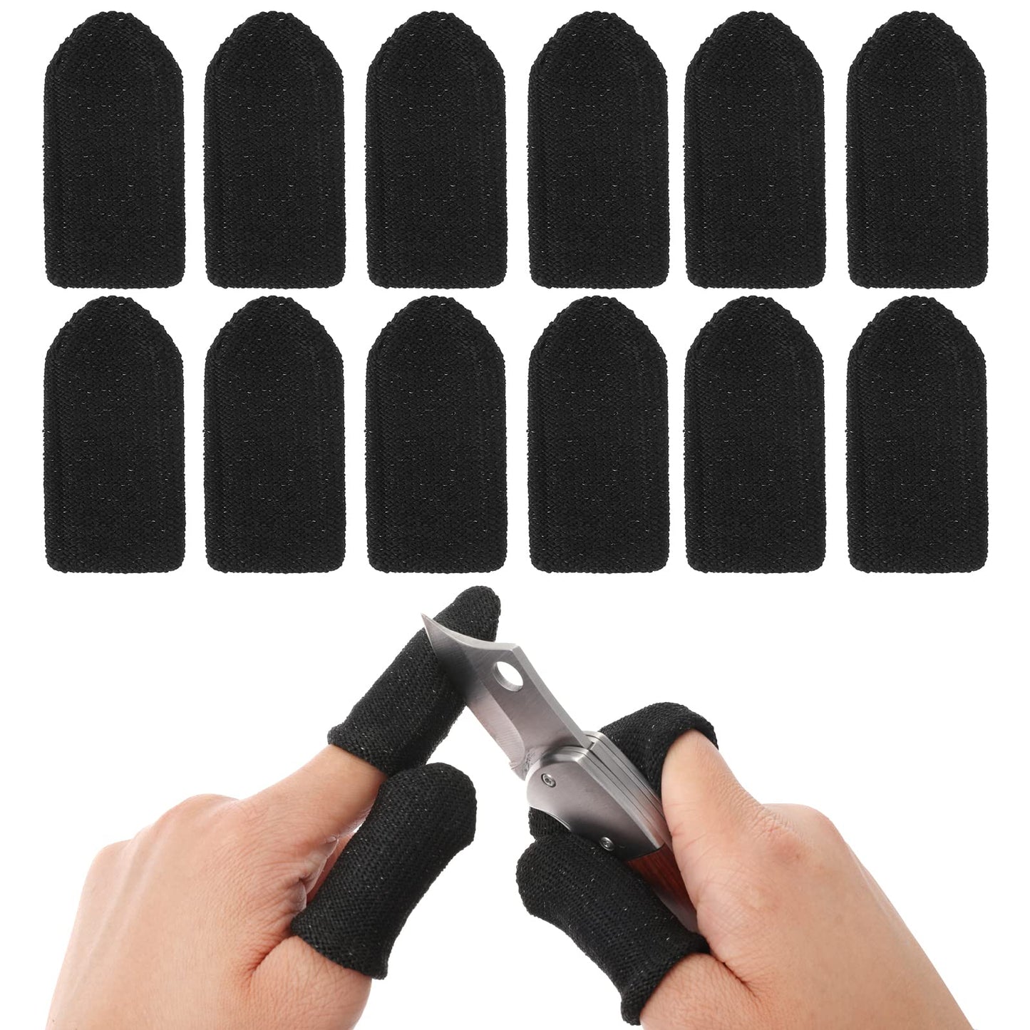 TIESOME 12pcs Finger Protector, Finger Covers for Cuts Reusable Gloves Anti-Slip Cut Resistant Finger Protectors for Cutting, Building, Gardening, Sculpturing, DIY Working (Black)