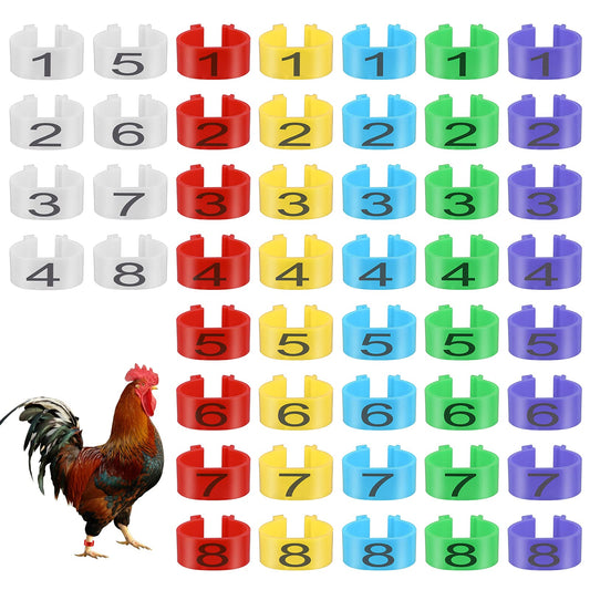 Molain 48 Pieces Chicken Leg Rings 16 mm Chicken Numbered Clip Rings Multiple Colour Chicken Identification Numbered Poultry Leg Bands Clip-on Chicken Ankle Ring For Turkey Ducks Chicks Chicken Guinea