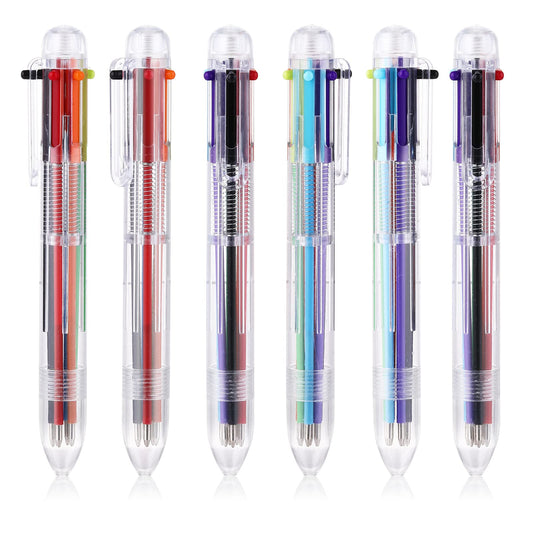 cobee 6-in-1 Multicolor Ballpoint Pens, 6 Pieces Retractable Ballpoint Pen 0.7mm Multicolor ink Pens for Office School Supplies Students Gift