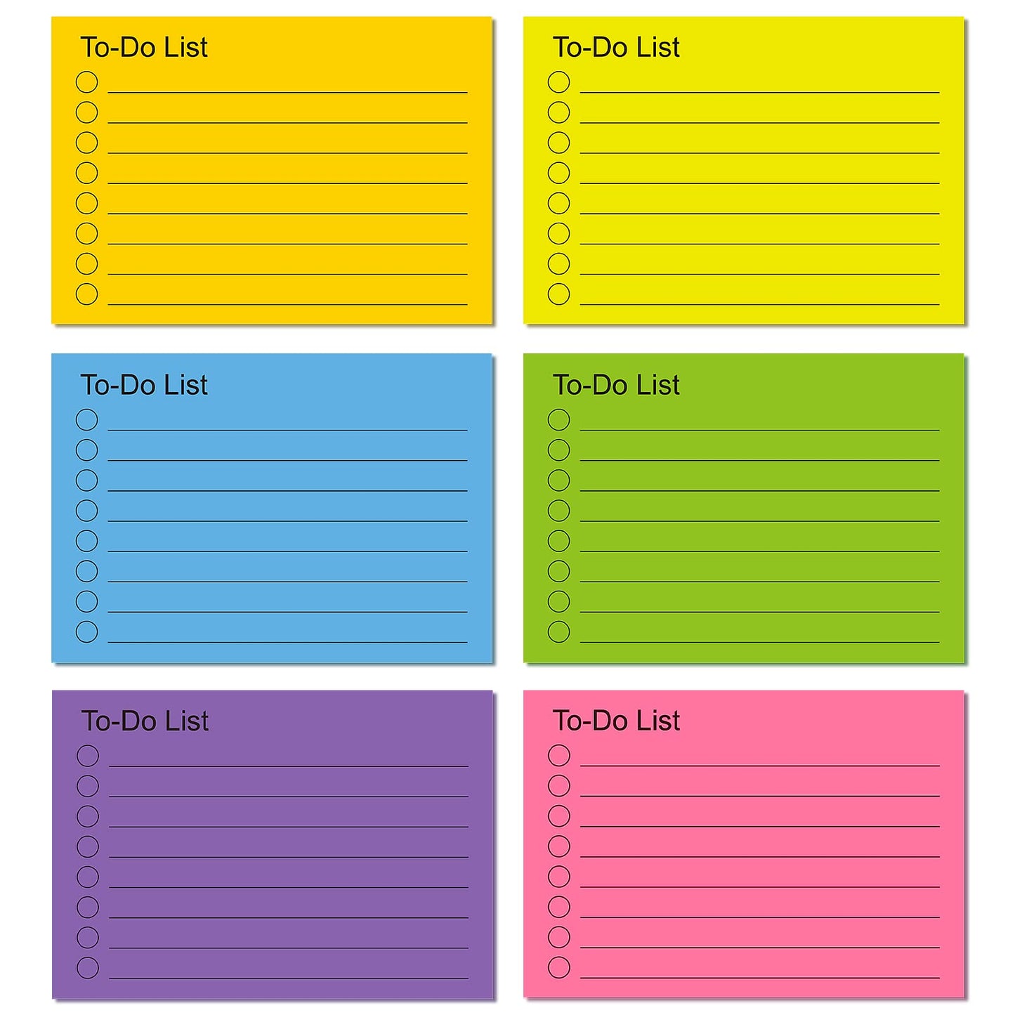 TIESOME to do List Sticky Notes pad, 6 Pack Bright Colors Self Stick Note Planning Lined Sticky Notes Daily List Notepad for Planner Reminder Home School Office Supplies 4 x 2.8 in