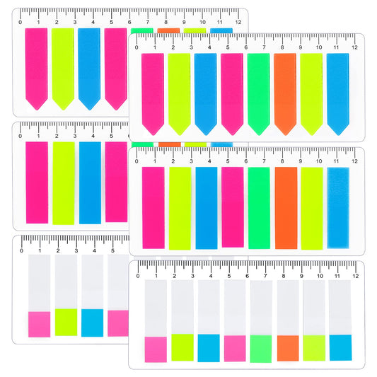 Molain 960 Pcs Sticky Tabs, 3 Designs Page Flags, 6 Sets Colourful Neon Index Tabs, Translucent Sticky Note Flags with 12cm Ruler, Notebook Tabs, Mini Book Tabs, Page Markers for School and Office