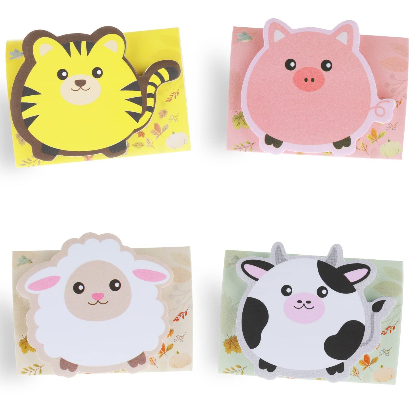 cobee Sticky Notes Cute, 4 Pack Cartoon Animal Self-Stick Notes Kawaii Sticky Memo Pads Markers Flags Home Office Supplies for Students Teacher 160 Sheets