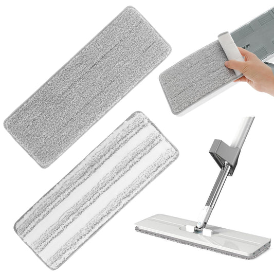 Andibro Microfiber Mop Pads - 2Pcs Reusable Flat Washable Heads Replacement for Dry Wet Cleaning - Floor and Wall Cleaner Set
