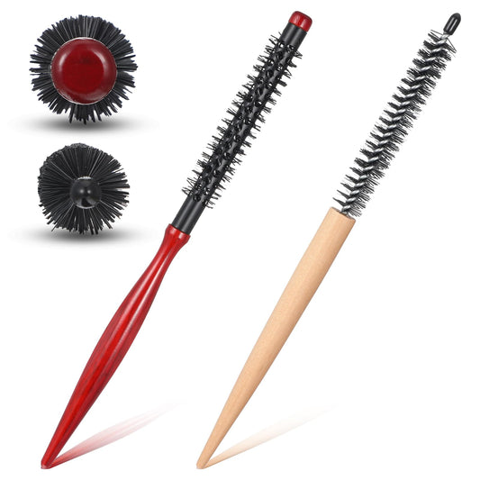 MBAIYO Round Hair Brush Small Professional Mini Hair Brush Round Hair Brush for Hair Styling 26.5cm Travel Brush for Drying Fine Hair Ponytail Beards