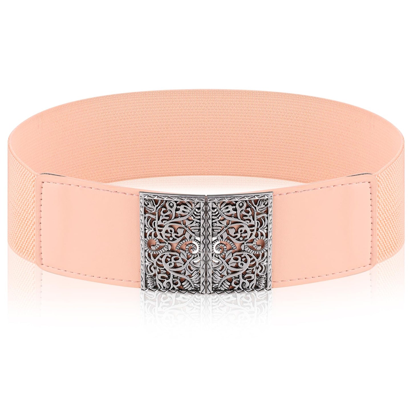 Jeffdad Adjustable Elastic Belt for Women, Women's Stretchy Belt, Wide Elastic Waist Belts for Pants Jeans Dresses(Pink)