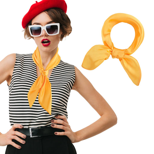 simarro 23.5" Women Silk Feeling Scarf Satin Head Scarves, Fashion Square Neck Satin Scarfs Neck Scarf Breathable Lightweight Clothing Handbag Accessories(Yellow)