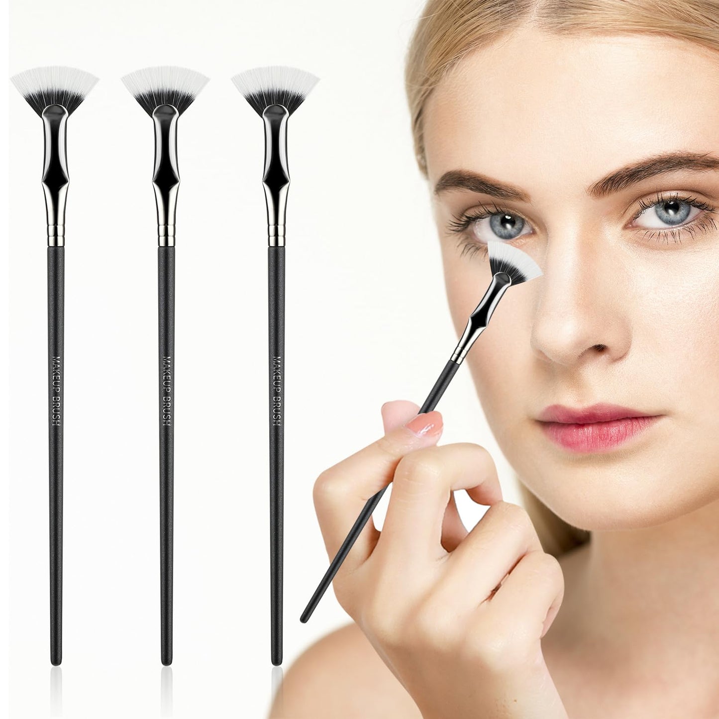 GEEHUA 3Pcs Folding Angle Scalloped Lash Brush, 2024 New Mascara Fan Brush Lash Brush Multifunctional Angled Fan Shaped Eyelash Brush Lash Brush Makeup Tool