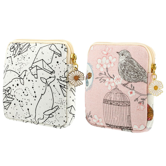 HJZHII 2PCS Sanitary Napkin Storage Bag, Portable Period Bag Cute Tampon Pad Bag Period Pouch with Daisy Zipper Menstrual Pad Pouch Purse for First Period Gifts Feminine Care