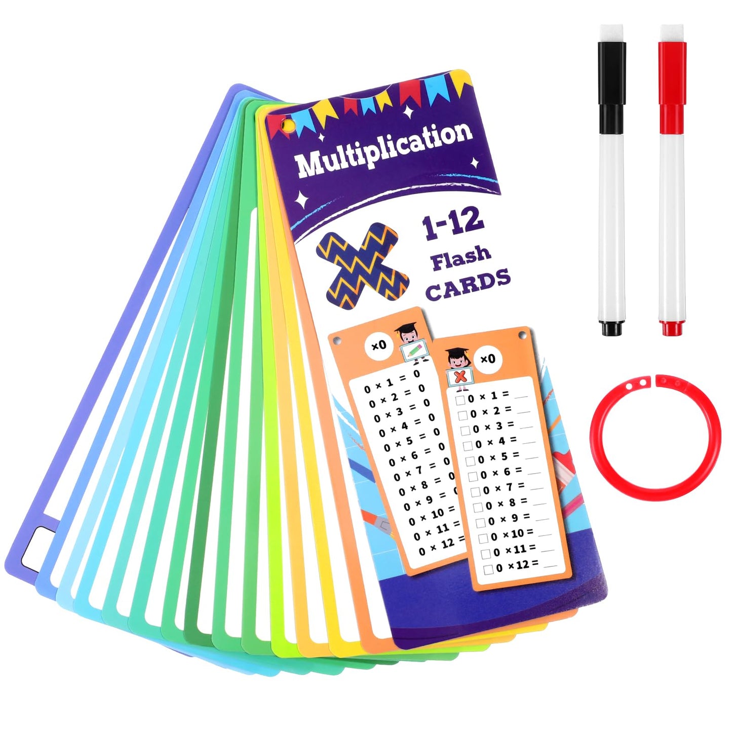 Yuanchu 15pcs Multiplication Flashcards 0-12 for Toddlers, Times Table Math Flashcards Times MultiplicationChart Table Flash Cards for 1st to 3rd Grades Multiplication Game Math Learning Aids