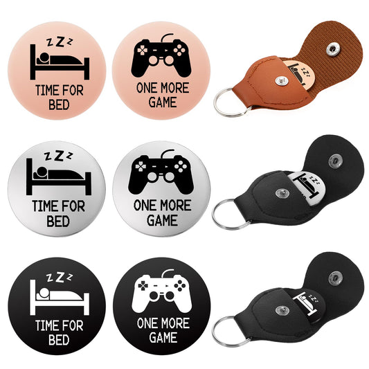 Amaxiu Decision Coins, 3pcs Funny Decision Maker Coins One More Game/Time for Bed Novelty Destiny Flip Coins Pocket Hug Token Leather Keychain for Game Lovers(Rose Gold, Silver, Black)