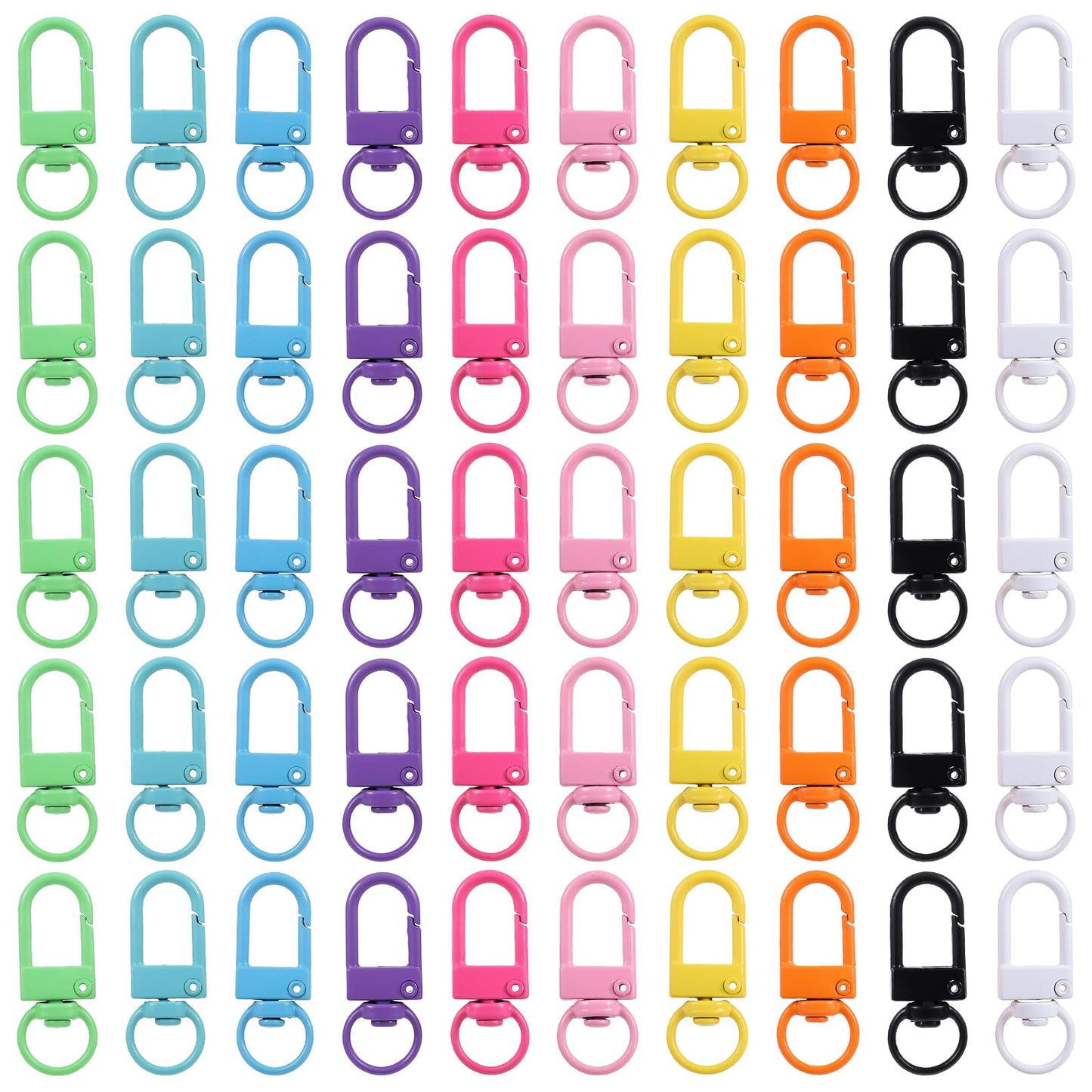 Bewudy 50 PCS Colorful Metal Lobster Claw Clasps, Swivel Lanyards Swivel Key Chain Hooks with Key Rings Snap Hooks DIY Accessories for Bag Jewelry Making