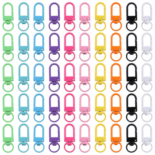 Bewudy 50 PCS Colorful Metal Lobster Claw Clasps, Swivel Lanyards Swivel Key Chain Hooks with Key Rings Snap Hooks DIY Accessories for Bag Jewelry Making