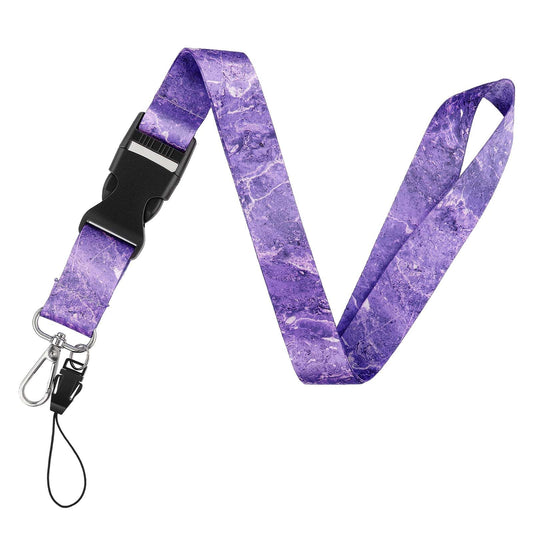 cobee Badge Lanyards with Detachable Buckle, Keychain Lanyard for Women Men Heavy Duty Neck Lanyard Badge Holders Lanyard for Nurse Teachers Office School Supplies (Purple Marble)