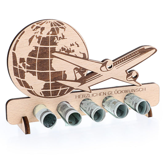 AOZUO Money Gift Travel Gift Money Gift Birthday Wooden Aeroplane Honeymoon Decoration for Friends Family Women Men Going Abroad Ornaments