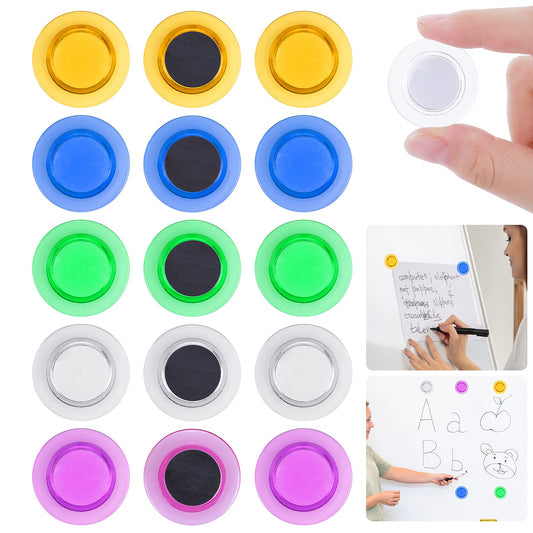 Molain 15 Pcs Coloured Whiteboard Magnets, Round Magnet, Mini Fridge Magnet, Magnetic Button, Magnet Circles, Refrigerator Decorative Magnets for Home Schools Offices (5 Colors)
