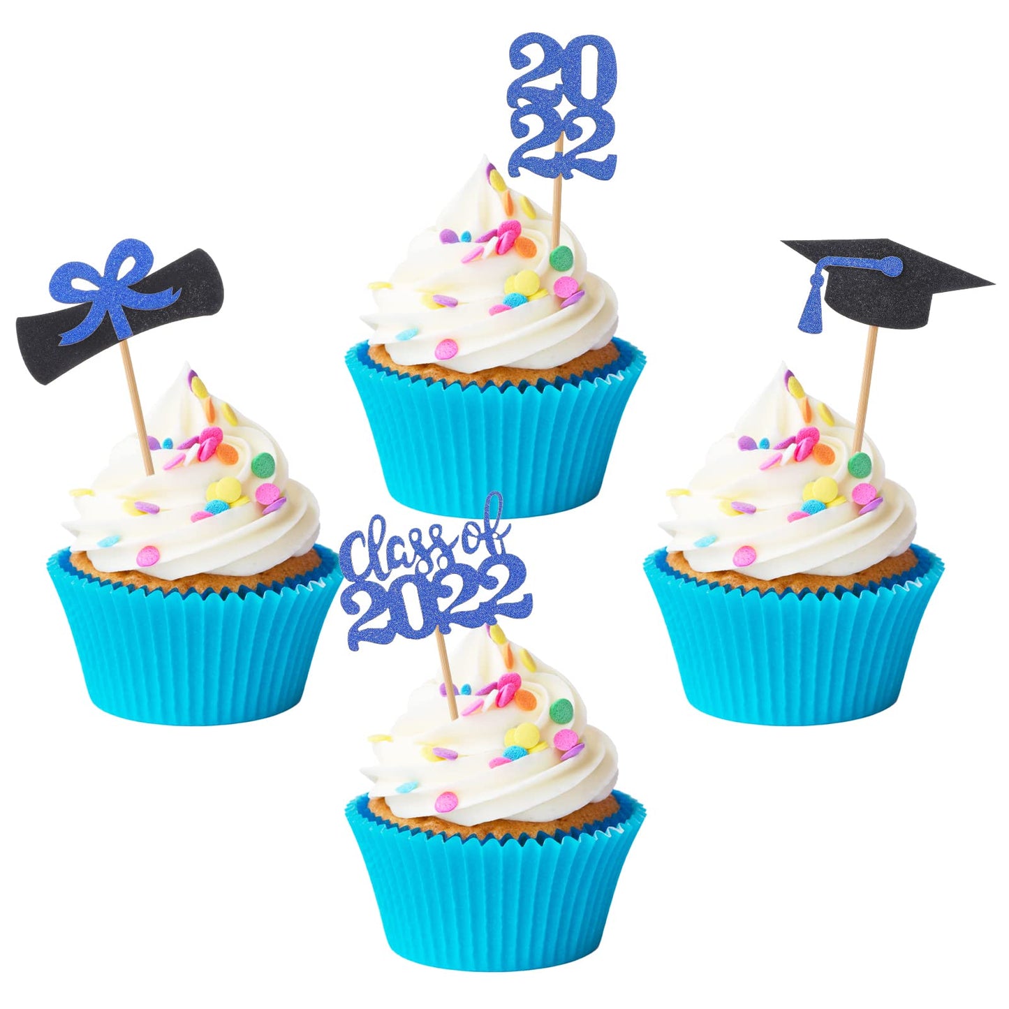 Cobee Glitter 2022 Graduation Cupcake Toppers, 36pcs 2022 Diploma Grad Cap Cake Toppers Graduation Decoration Class of 2022 Congrats Grad Cap Diploma Cupcake Picks Party Favors(2022 Graduation Style)