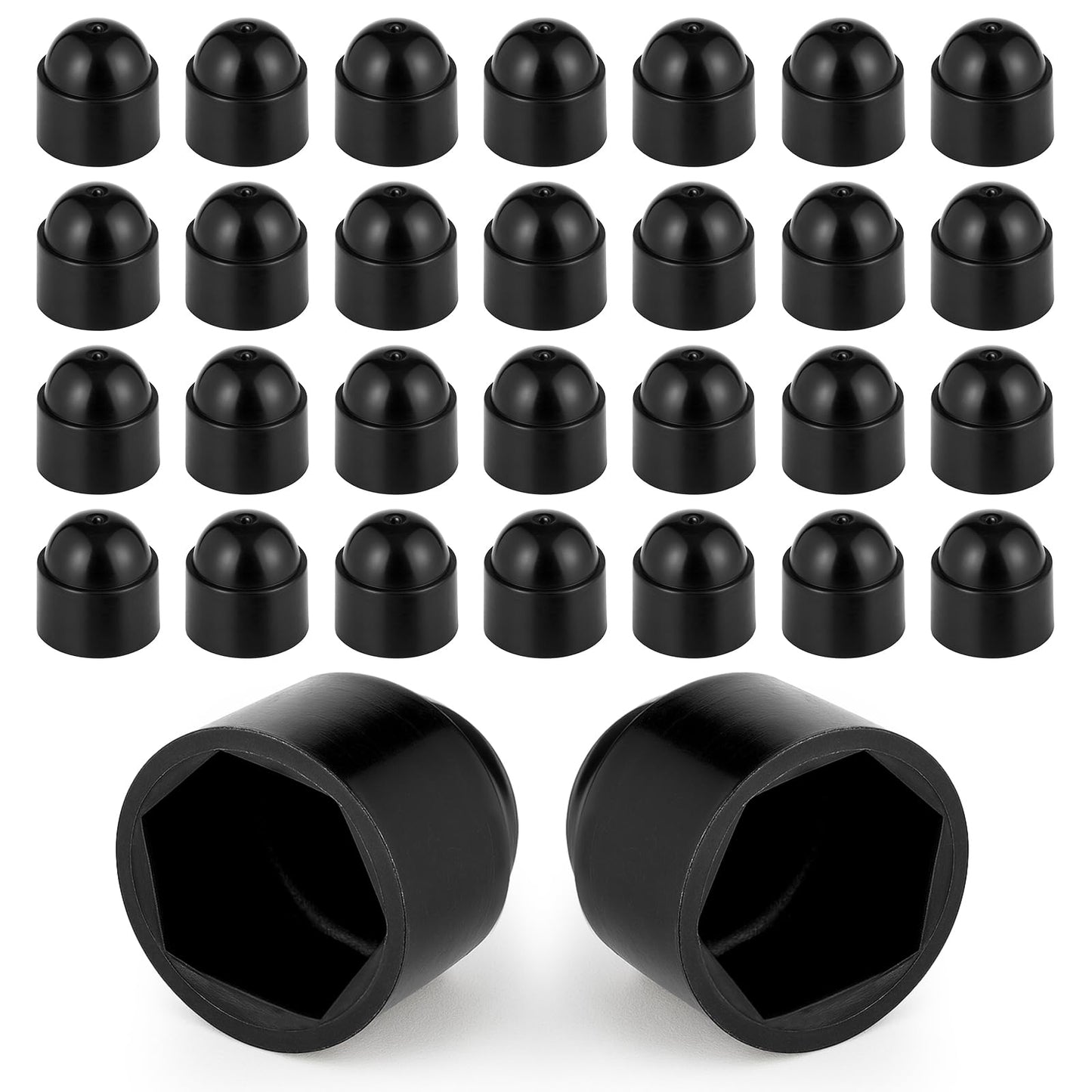 Giantree 30pcs Bolt and Nut Protective Caps, Nylon Bolts and Nuts Protectives Caps, Hexagon Head Bolt Protectives Cap, Black Polyethylene Dome Nut Protective Cap for Screws, Hexagon Screws