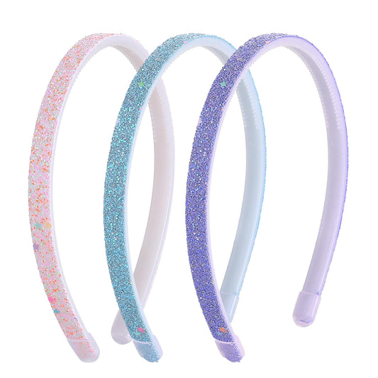 Molain Glitter Headband, Plastic Cute Sparkly Non Slip Head Bands with Teeth, Colorful Rainbow Bling Sweet Hard Hairbands for Girls, Kids Fashion Head Band Little Girl Hair Accessories(3Pcs)