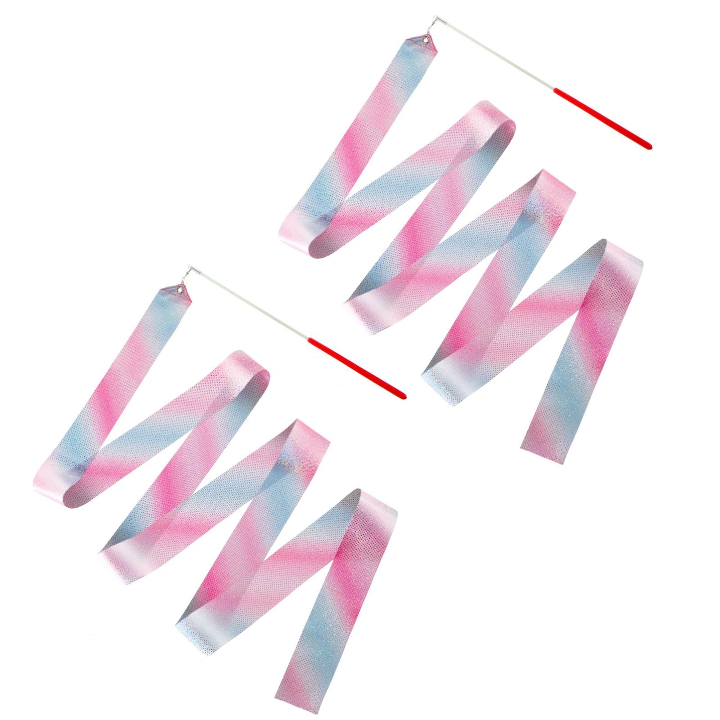 HJZHII Rhythmic Dance Ribbons, 78.7 Inch Gymnastics Twirler Stick Ribbon Streamers Ribbon Baton Twirling Wands for Artistic Dancing Gymnastics Party Favors Circus Carnival Shows(Color B)