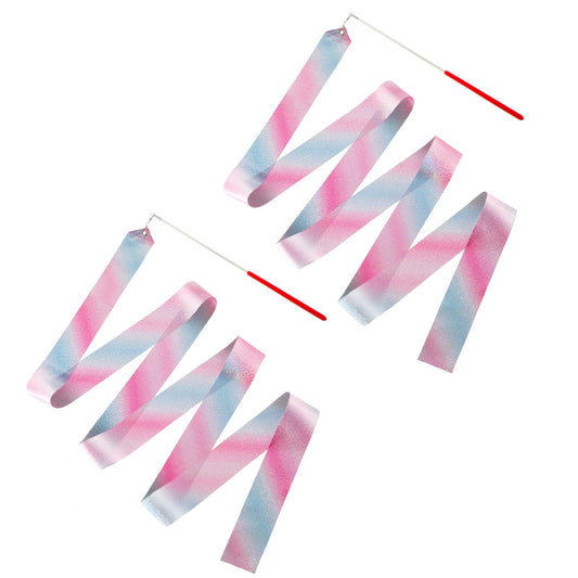 HJZHII Rhythmic Dance Ribbons, 78.7 Inch Gymnastics Twirler Stick Ribbon Streamers Ribbon Baton Twirling Wands for Artistic Dancing Gymnastics Party Favors Circus Carnival Shows(Color B)