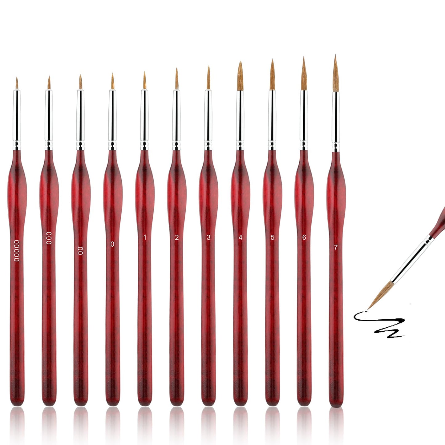 TIMSOME Fine Detail Paint Brush Set, 11PCS Assorted Sizes Ultra-fine Paint Brushes for Fine Detailing Art Painting Scale Models Airplane Kits Acrylic&Nail Miniatures Oil Painting Watercolour(red)