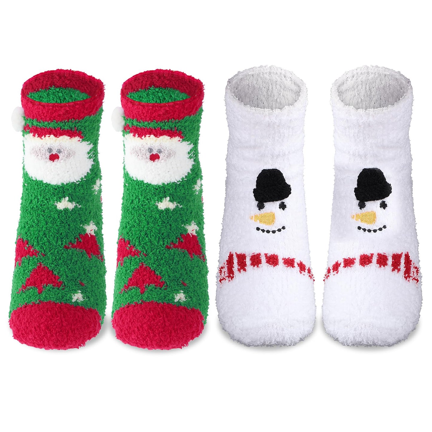 Amaxiu Christmas Fuzzy Socks,2 Pairs Coral Fleece Soft Winter Warm Slipper Sock for Women Girls Xmas Holiday Party Gifts (B)