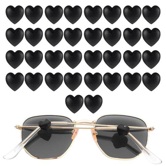 JIEYAO 32 Pcs Heart Eyeglass Ear Grip, Silicone Eyewear Retainer, Anti-Slip Ear Hooks Holder Cute Eye Glasses Ear Grippers Heart-Shaped Eyeglass Temple Tip Sleeve for Sunglasses Reading Glasses