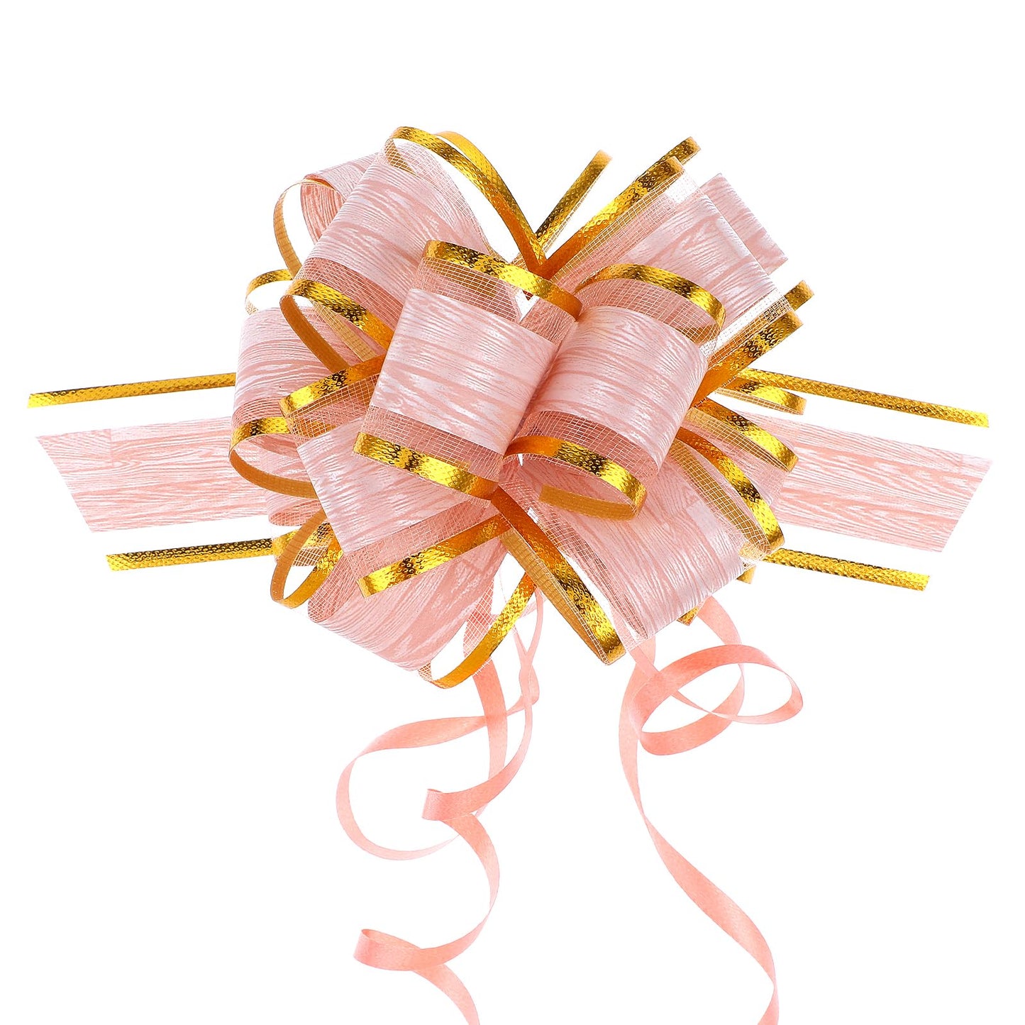 Andibro 10Pcs Pull Bow Gift Wrapping, Ribbon Pull Bows Pull Bow Wrapping 4 Inches Pink Bows Flower Bows for Baskets Birthday Party Valentine's Day