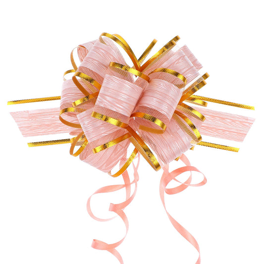Andibro 10Pcs Pull Bow Gift Wrapping, Ribbon Pull Bows Pull Bow Wrapping 4 Inches Pink Bows Flower Bows for Baskets Birthday Party Valentine's Day
