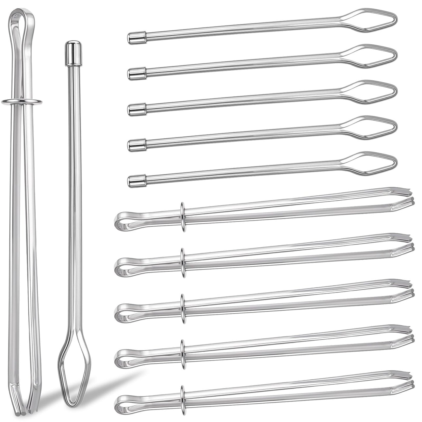 AOZUO 6PCS Rope Threader Clips, DIY Drawstring Threader Tool Set Metal Sewing Loop Turner Hooks Easy Pull Bodkin Threader Clips with Tweezer for Sweatpants Coats Pants Hoodies Swim Trunks(10)