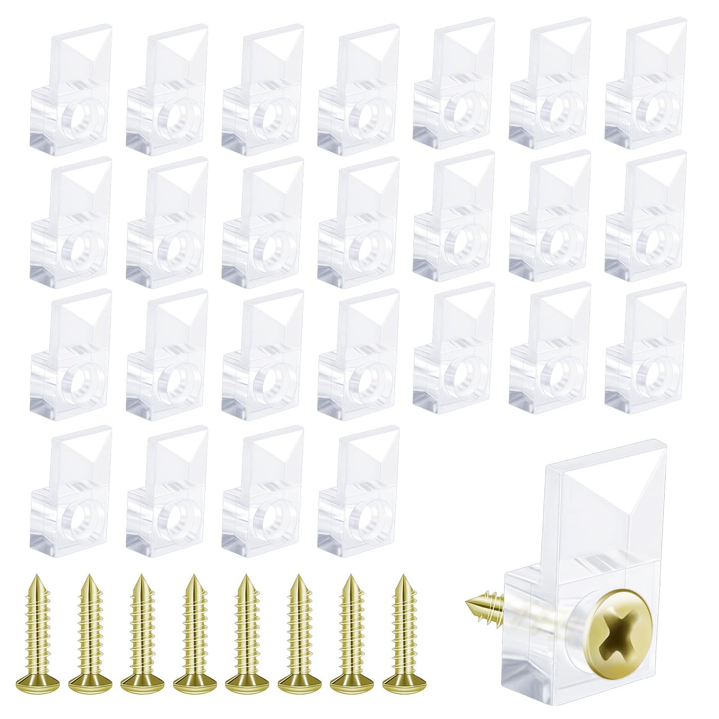 Giantree 25 Sets of Mirror Holder Clips for The Wall, Transparent Plastic Glass Retainer Clips Mirror Mounting Clip Mirror Hanging Hardware with Screw for Fixing Mirror Windows Cabinet Door