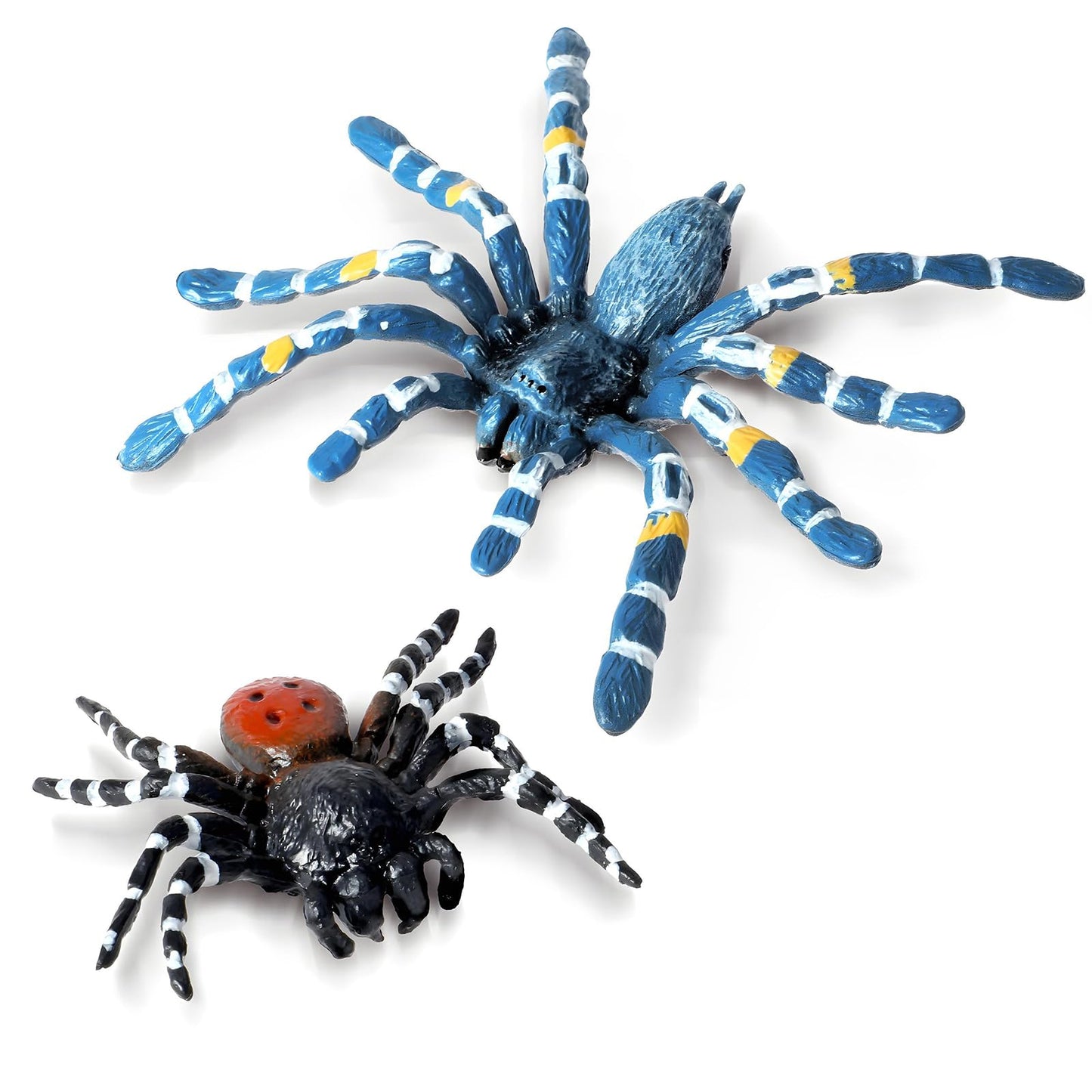 Amaxiu 2 Pcs Realistic Spider Figures, Plastic Fake Spider Spider Action Model for Game Scary Insect Toys Giant Tarantula Spiders Halloween Prank Props Garden Home Halloween Decoration