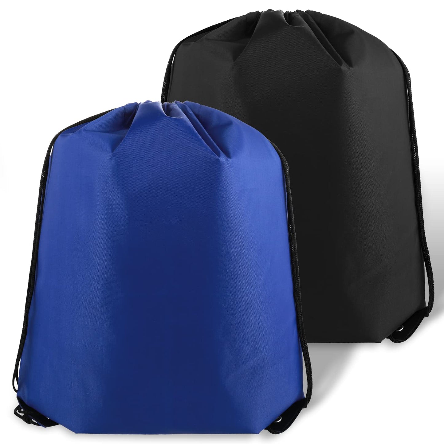 cobee 2 Pieces Drawstring Backpack, Waterproof PE Bags Gym Cinch Tote Sackpack Draw Sport Bag String Back Bags 210D Polyester for Sports Gym Travel Swimming Beach Accessories(Black+Blue)