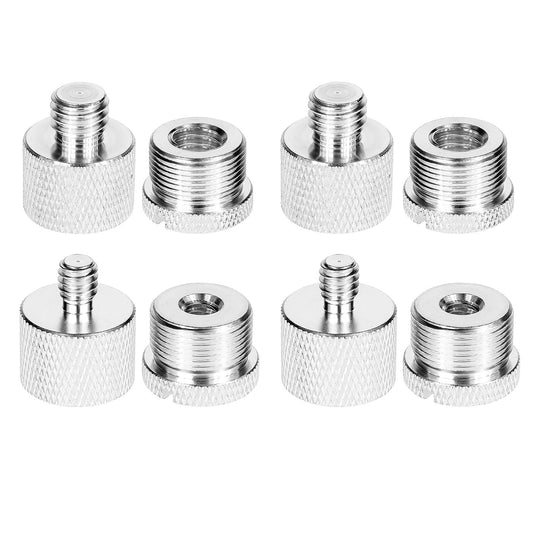 Molain 8Pcs Mic Stand Adapter Set, Alloy 5/8 Female to 3/8 Male 3/8 Female to 5/8 Male 5/8 Female to 1/4 Male 1/4 Female to 5/8 Male Screw Thread Adapter for Mic Stand Boom Camera Tripod(Silver)