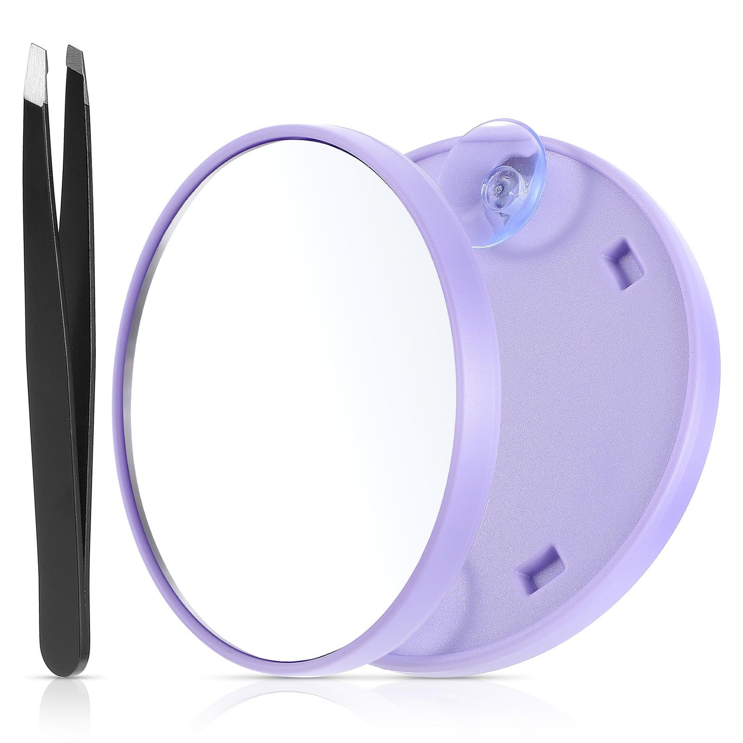 Andibro 5X Compact Suction Cup Travel Magnifying Mirror, 3.6" Pocket Makeup Mirror, Purple