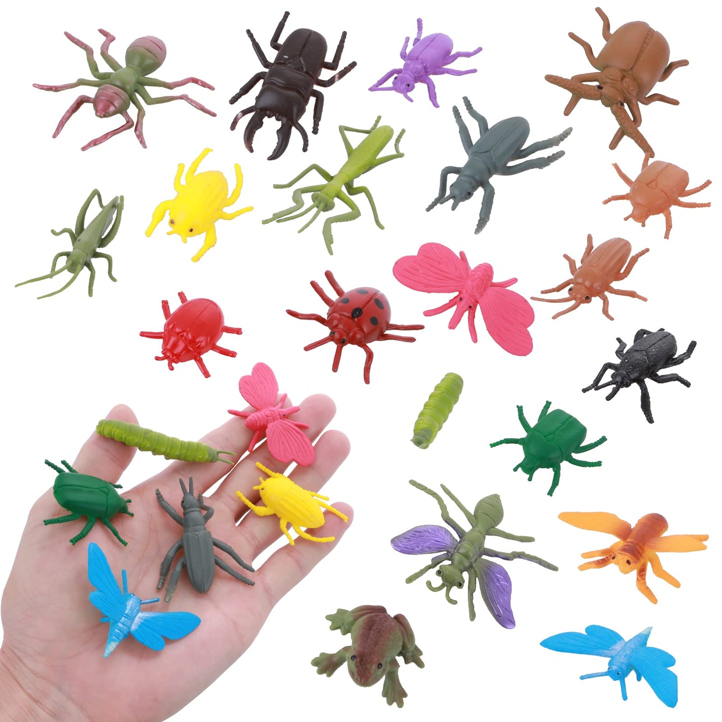 TIESOME 20Pcs Halloween Mini Insect Figures, Realistic Plastic Insects Playset Simulation Assorted Bug Animal Figure Insect-Themed Party Halloween Decoration