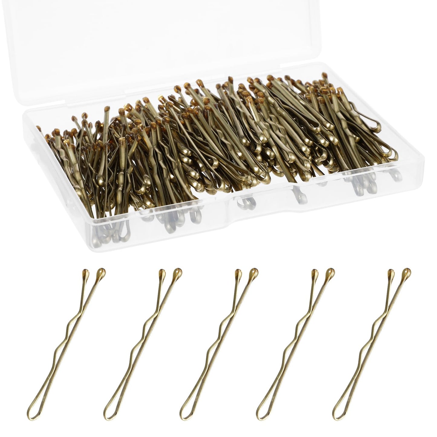 GEEHUA Mini Bobby Pins,150 Count 1.38 Inch Curved Small Hair Pins Kit, Waved Hairpin with Storage Box for Kids Girls, and Women Wedding Hairstyles All Styling Hair Clips Accessories(Gold)