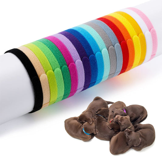 Molain 20 Pcs Puppy Collars, Assorted Colors Whelping Collars for Small Puppies, Adjustable ID Collars Bands for Small Cats Dogs, Puppy Identification Collars,Newborn Collars for Kittens (30cm/11.9in)