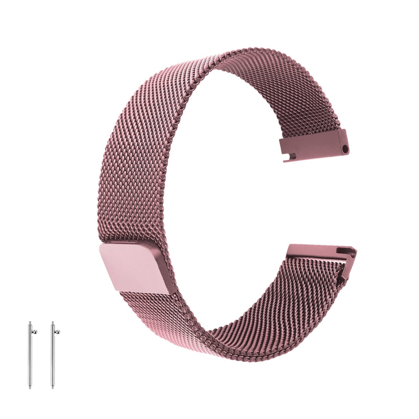 cobee Metal Magnetic Watch Bands, Mesh Woven Quick Release Watch Strap Adjustable Stainless Steel Replacement Straps with Magnetic Clasp Smart Sport Watch Wristbands for Men Women(Rose Pink, 22mm)