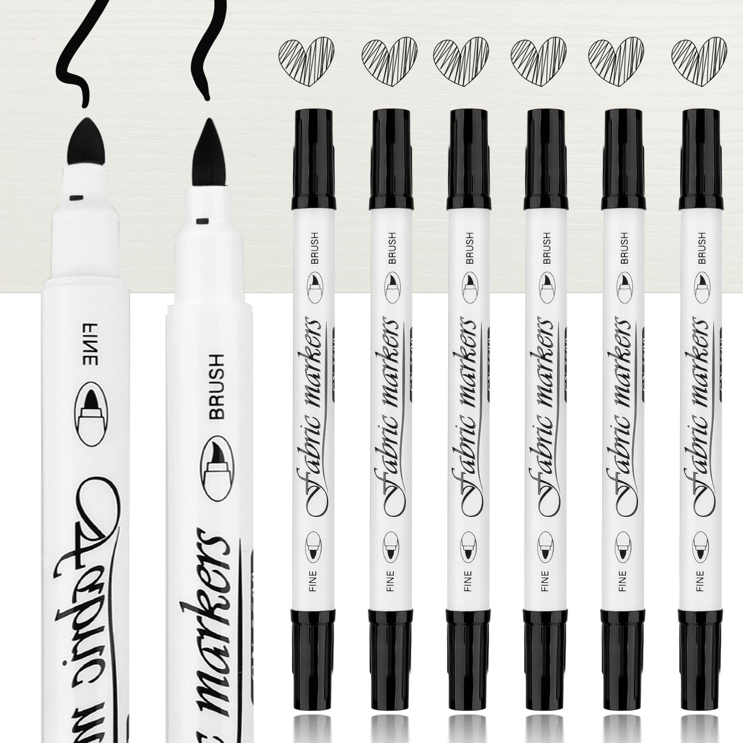 Jeffdad 6 Pcs White Marker Paint Pens, Permanent Marker White Paint Pens for Wood, 1-3mm Acrylic Water-Based White Markers for Wood Rock Plastic Leather Glass Stone Metal Canvas Ceramic (Black)